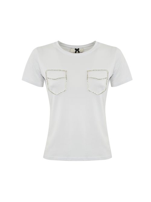 T-shirt taschine strass Bianco NO SECRETS | 251NS157COCCO